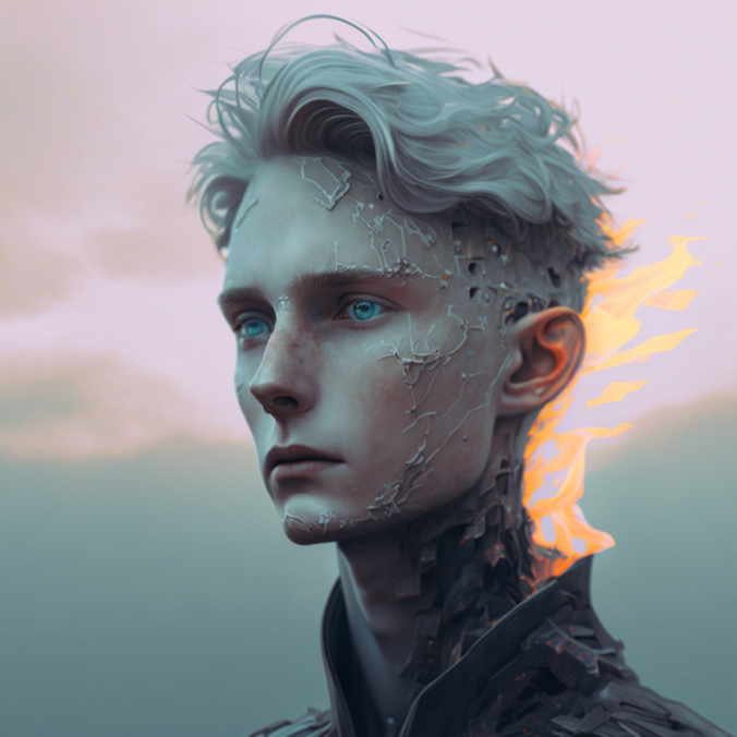 AI-generiertes Bild 1 - männlicher Cyborg